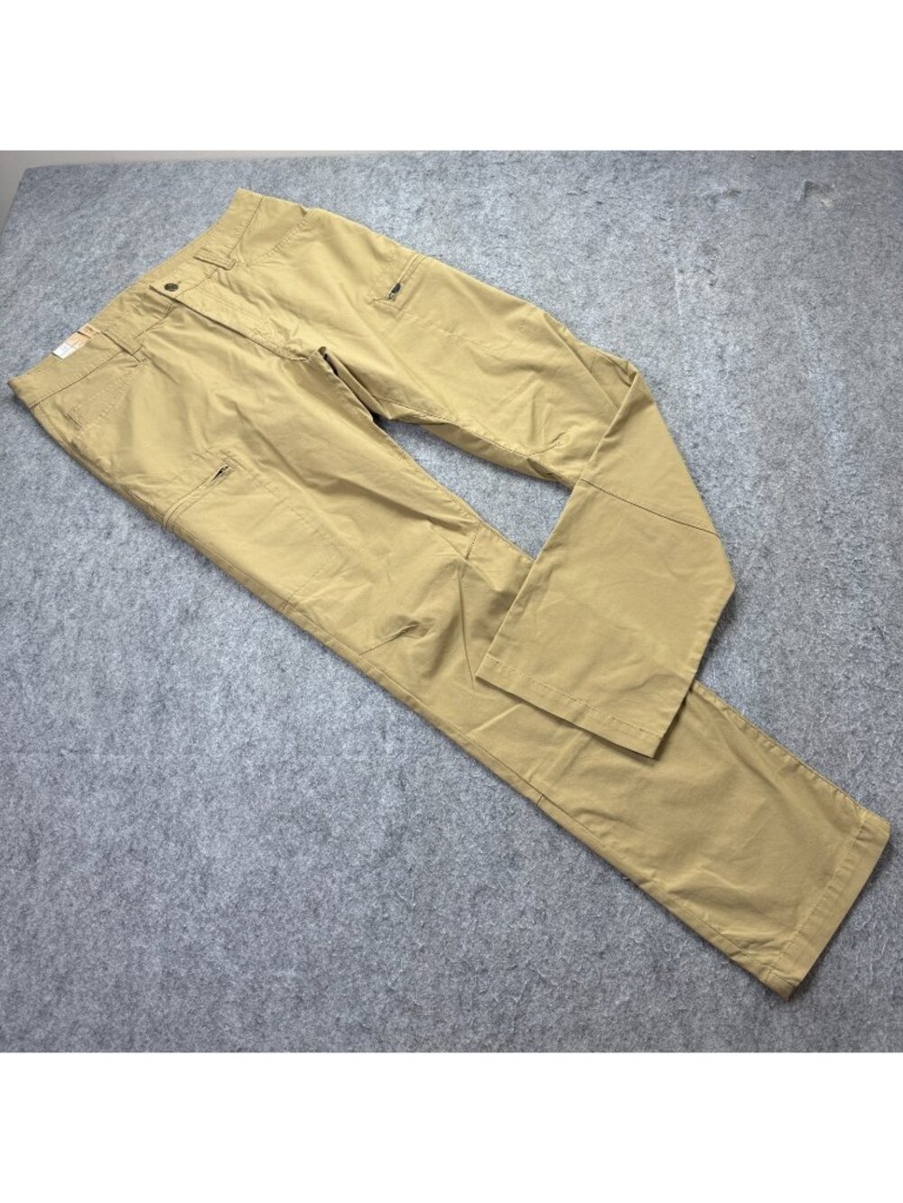 prAna Lowfi Pants Men 34 x 32 Beige Khaki Performance Slim Fit Poplin Stretch